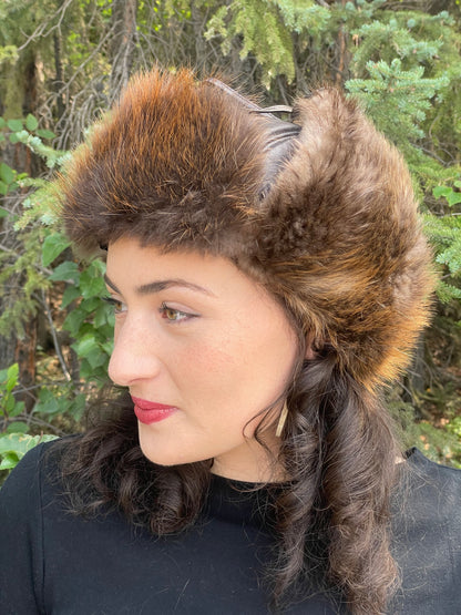 Leather Beaver Trapper Hat