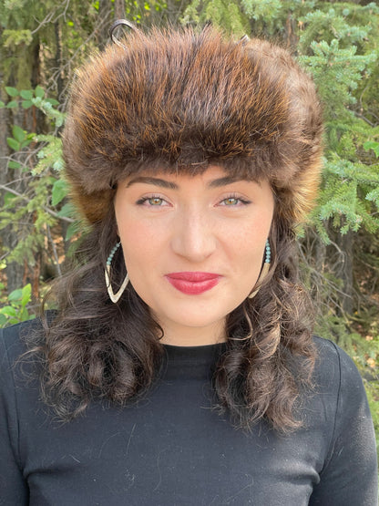 Leather Beaver Trapper Hat