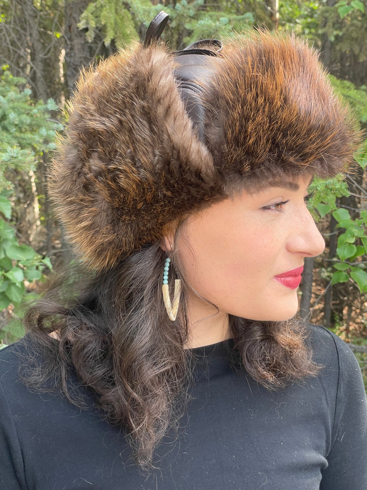 Leather Beaver Trapper Hat