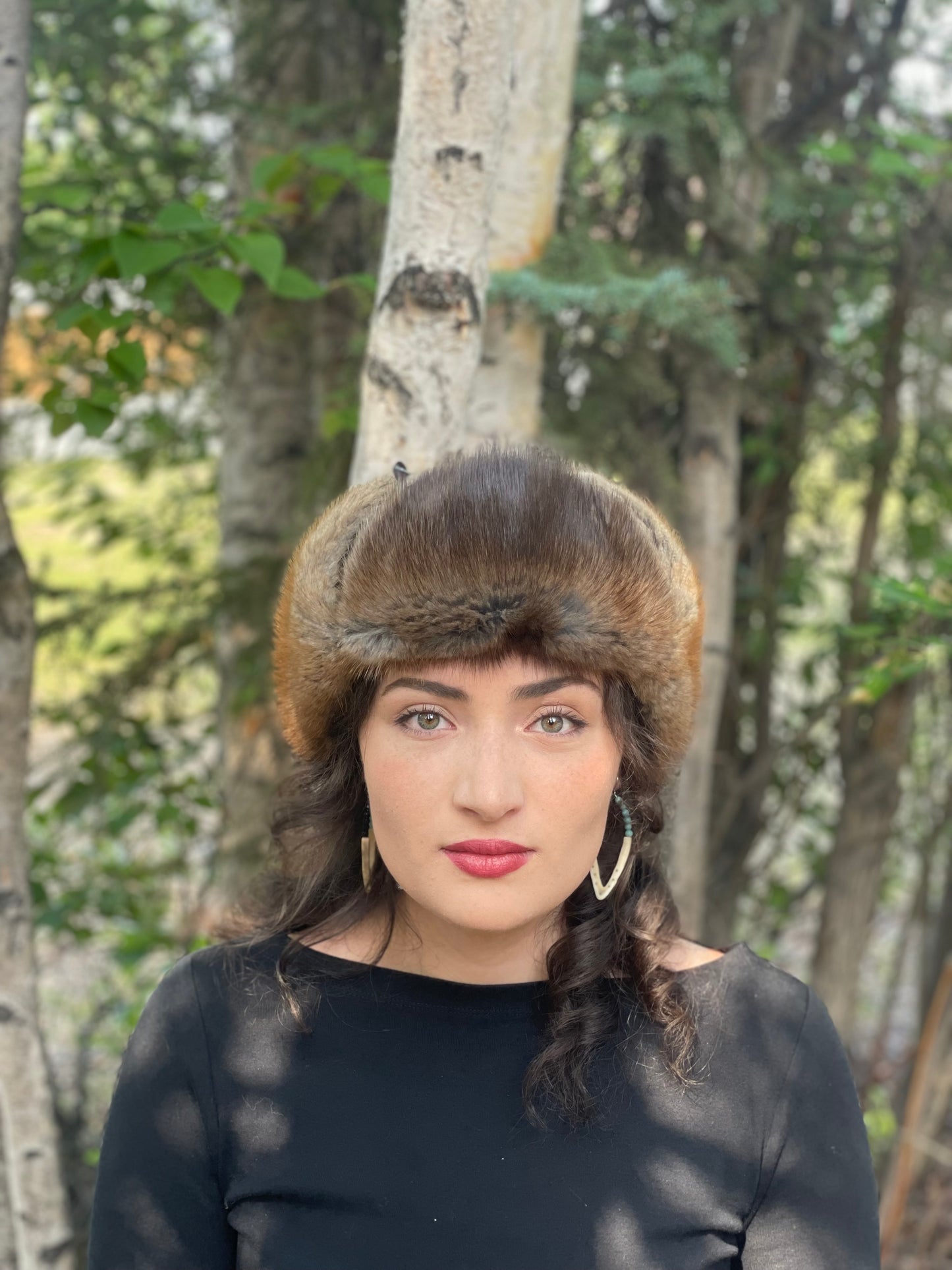 Leather Muskrat Trapper Hat