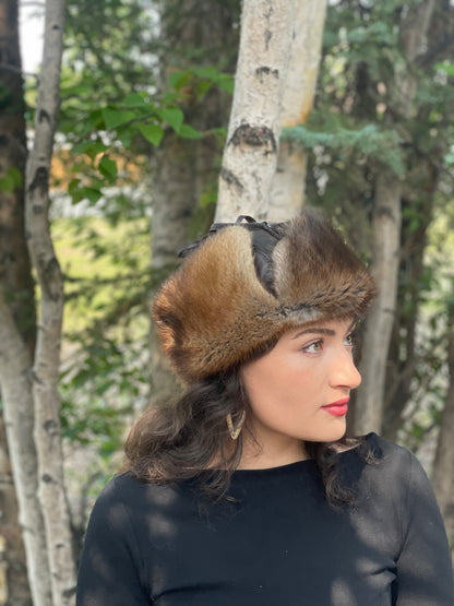 Leather Muskrat Trapper Hat