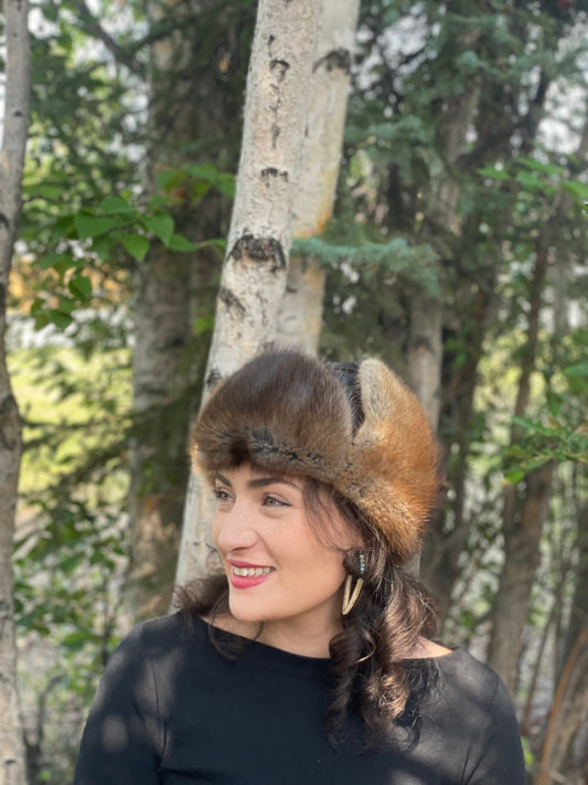 Leather Muskrat Trapper Hat