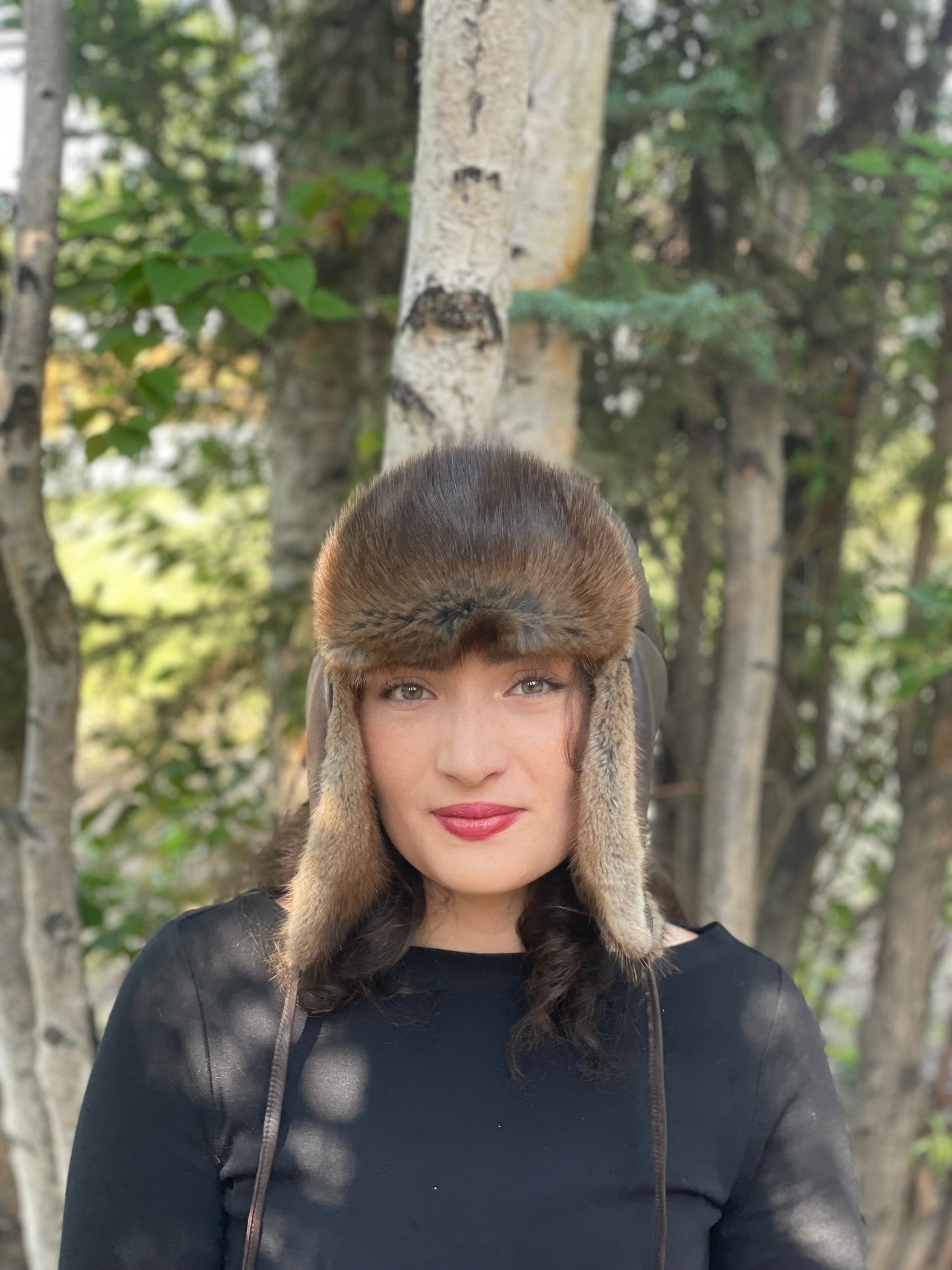 Leather Muskrat Trapper Hat