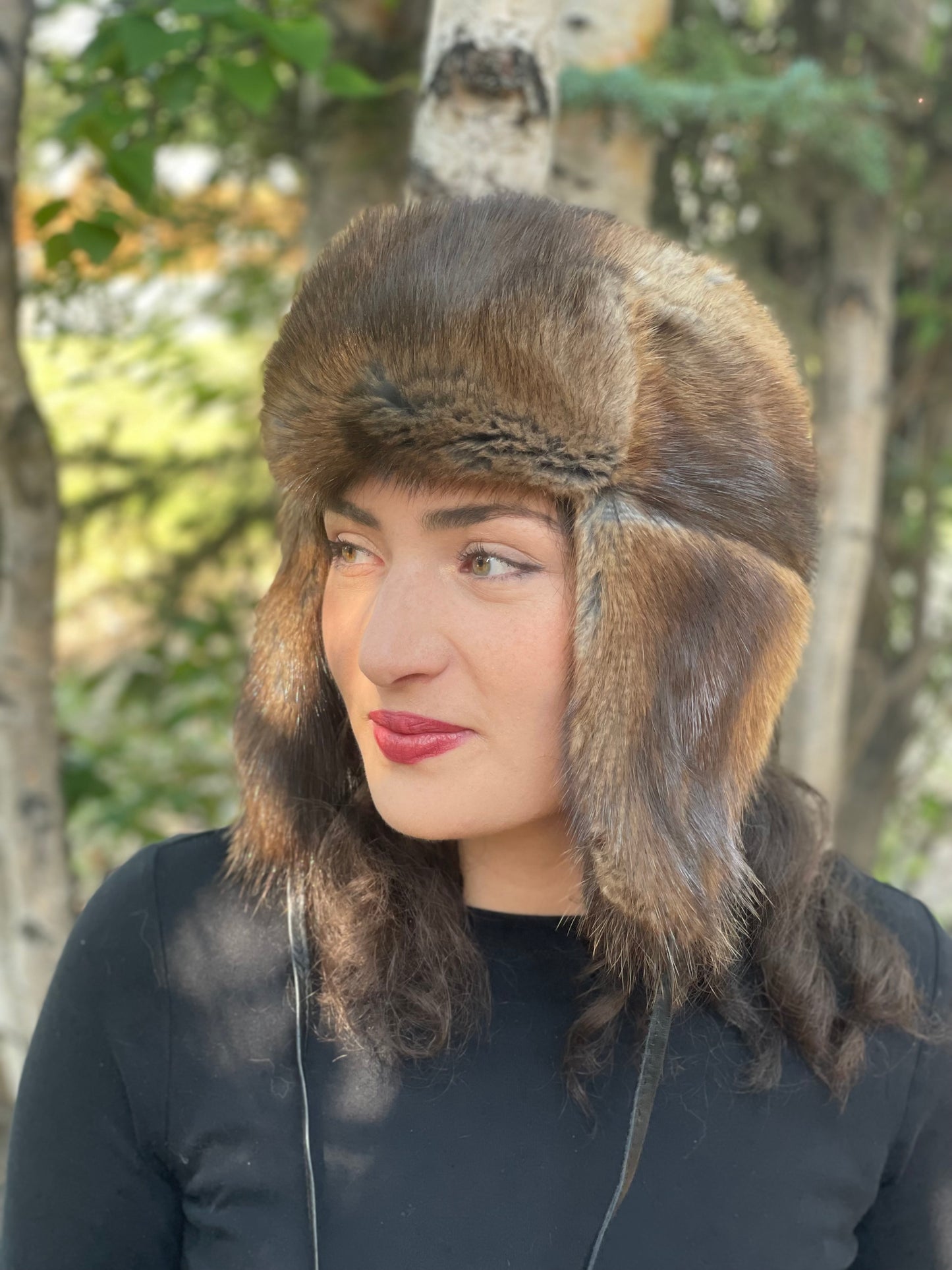 Full Muskrat Fur Trapper Hat