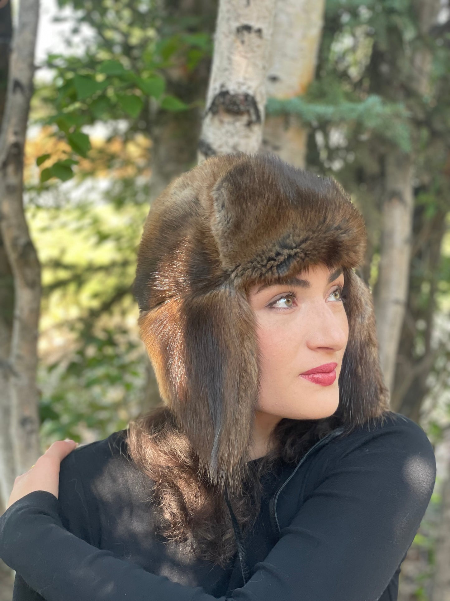 Full Muskrat Fur Trapper Hat