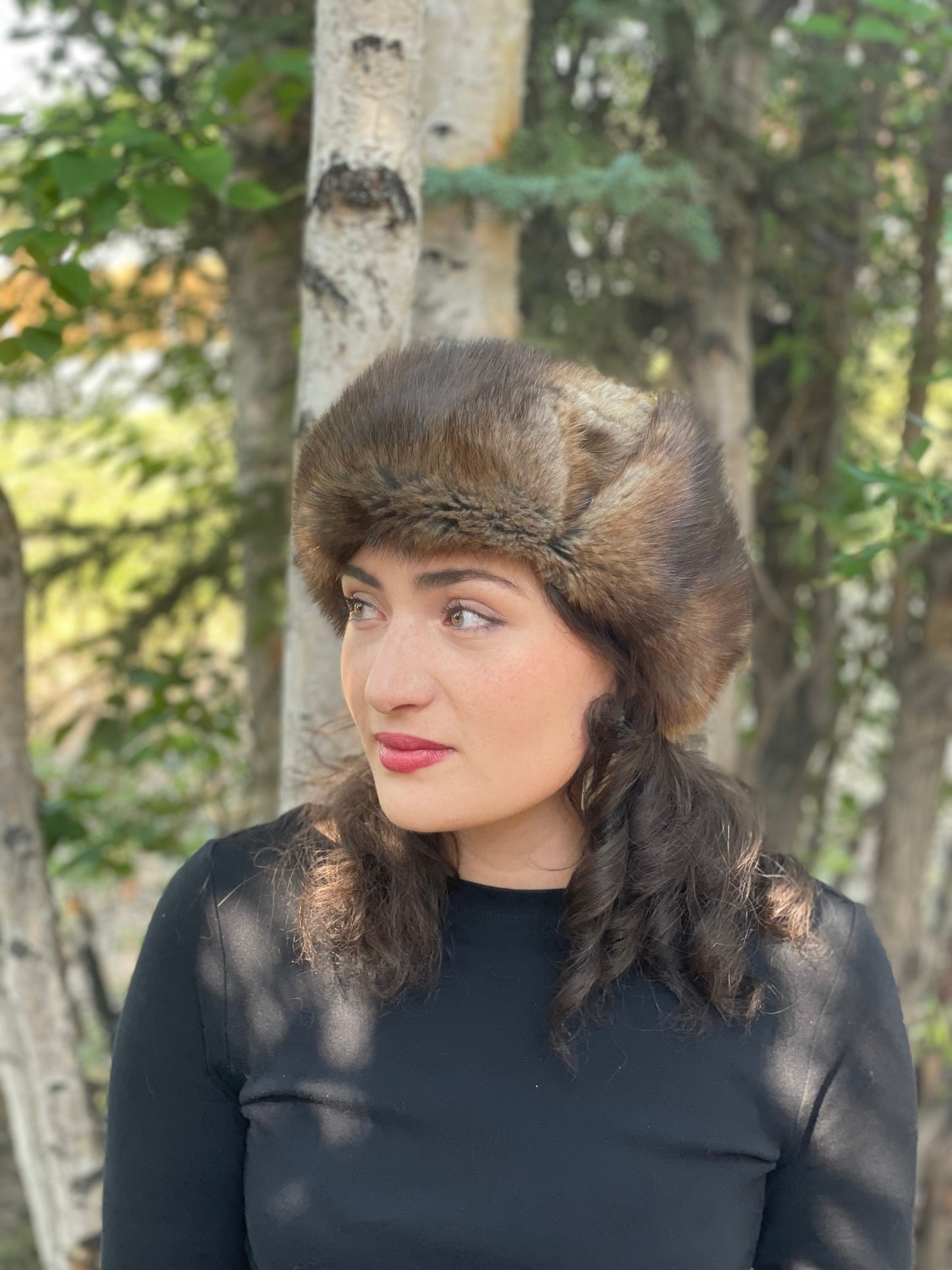 Full Muskrat Fur Trapper Hat