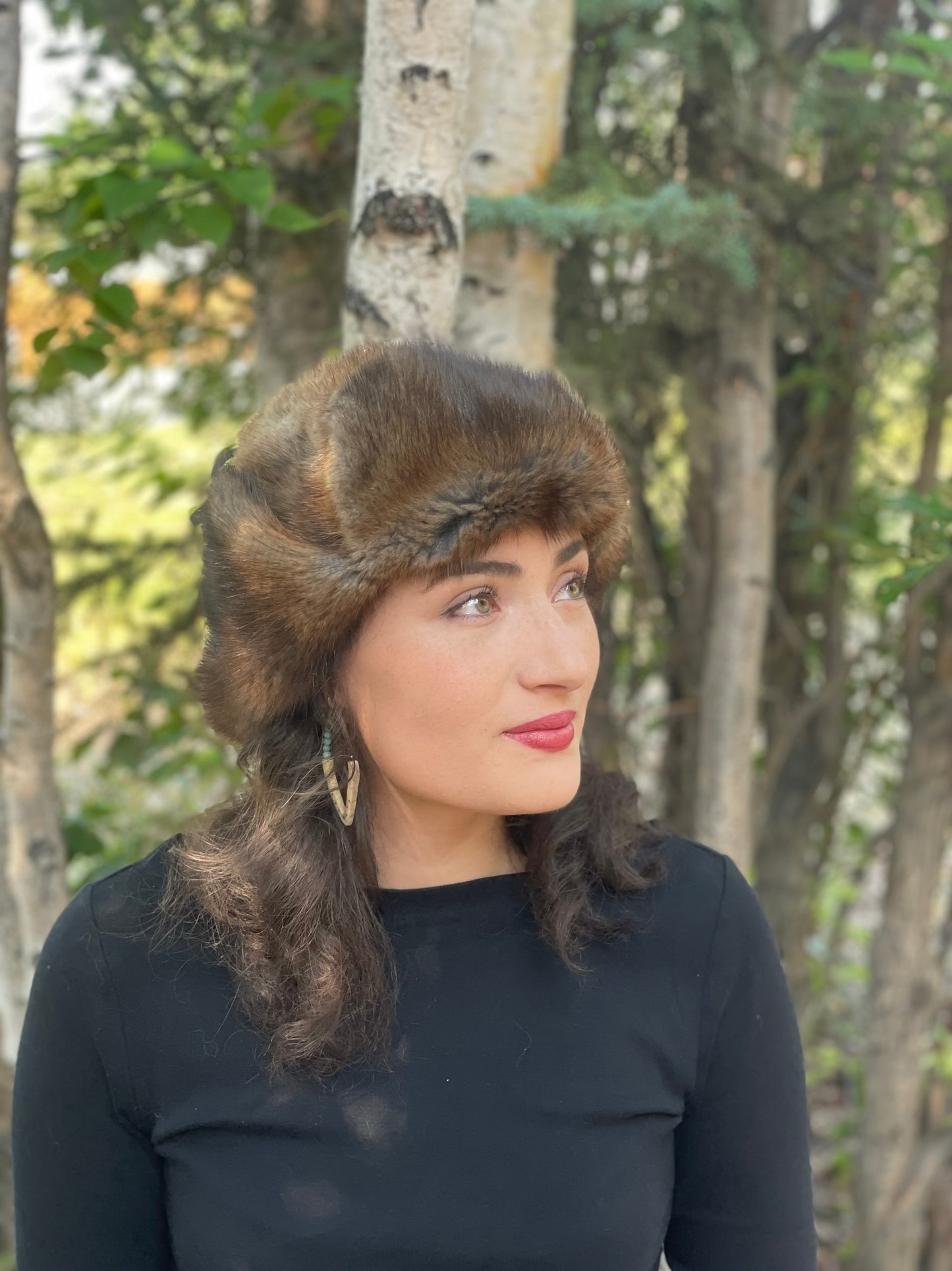 Full Muskrat Fur Trapper Hat