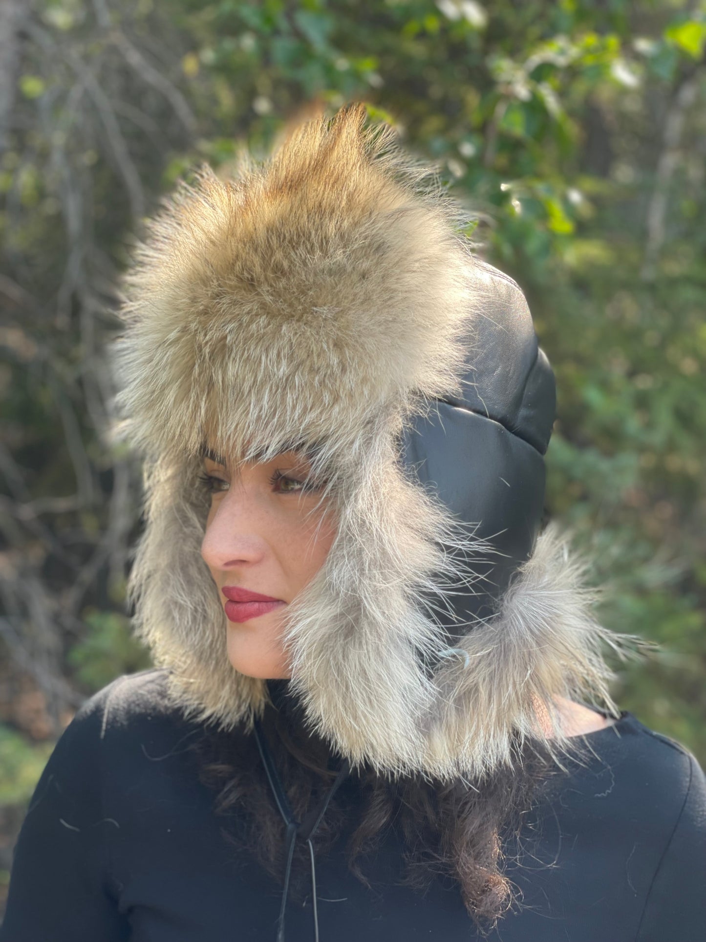 Coyote Leather Trapper Hat