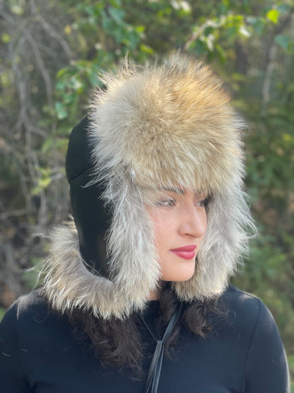 Coyote Leather Trapper Hat