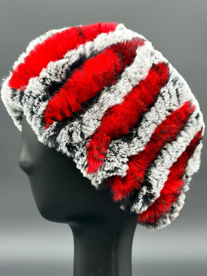 Grey/Red Stripe Rabbit Headband