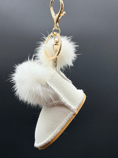 Mini Sheepskin Boot Keychain/Bagcharm