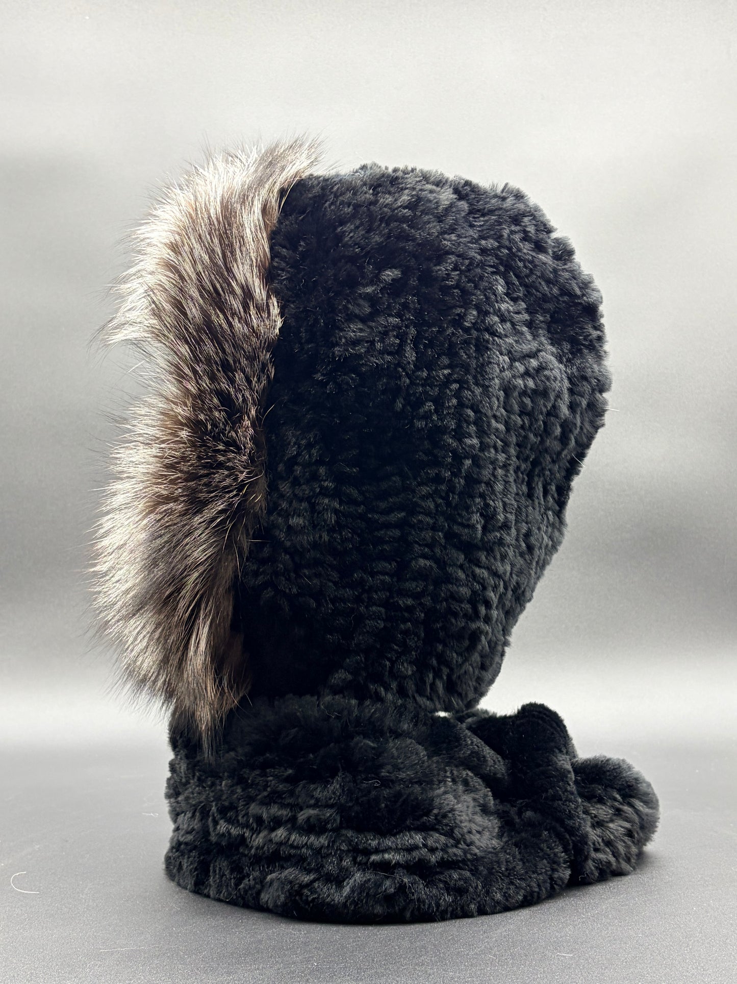 Rabbit Hood With Fox Trim Scarf