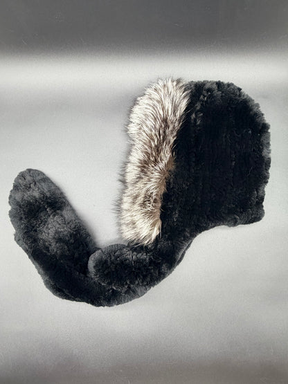 Rabbit Hood With Fox Trim Scarf