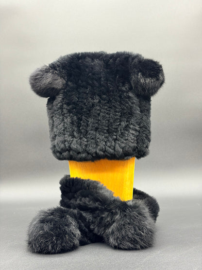 Child's Rabbit Pom Pom Hat and Scarf Set