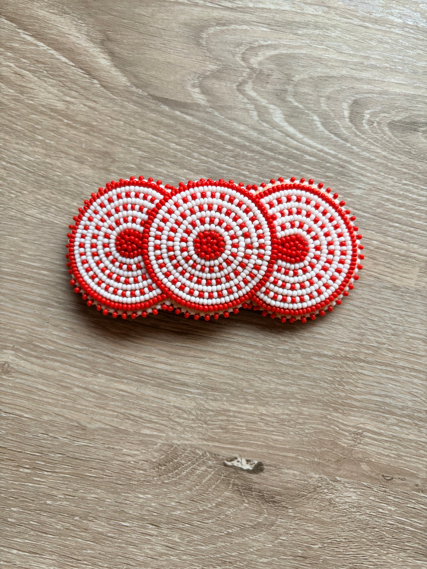 Beaded Hair Clip Orange/White