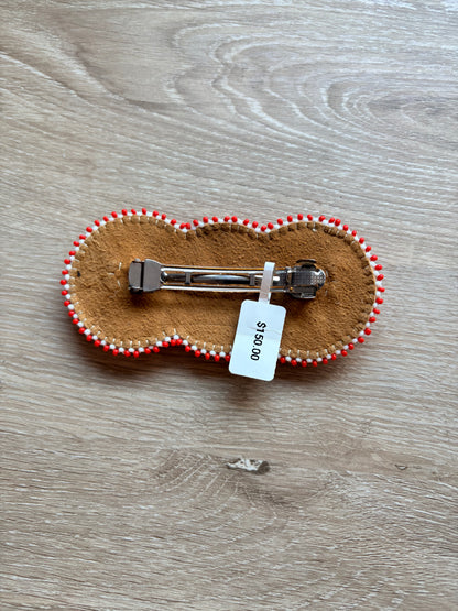 Beaded Hair Clip Orange/White
