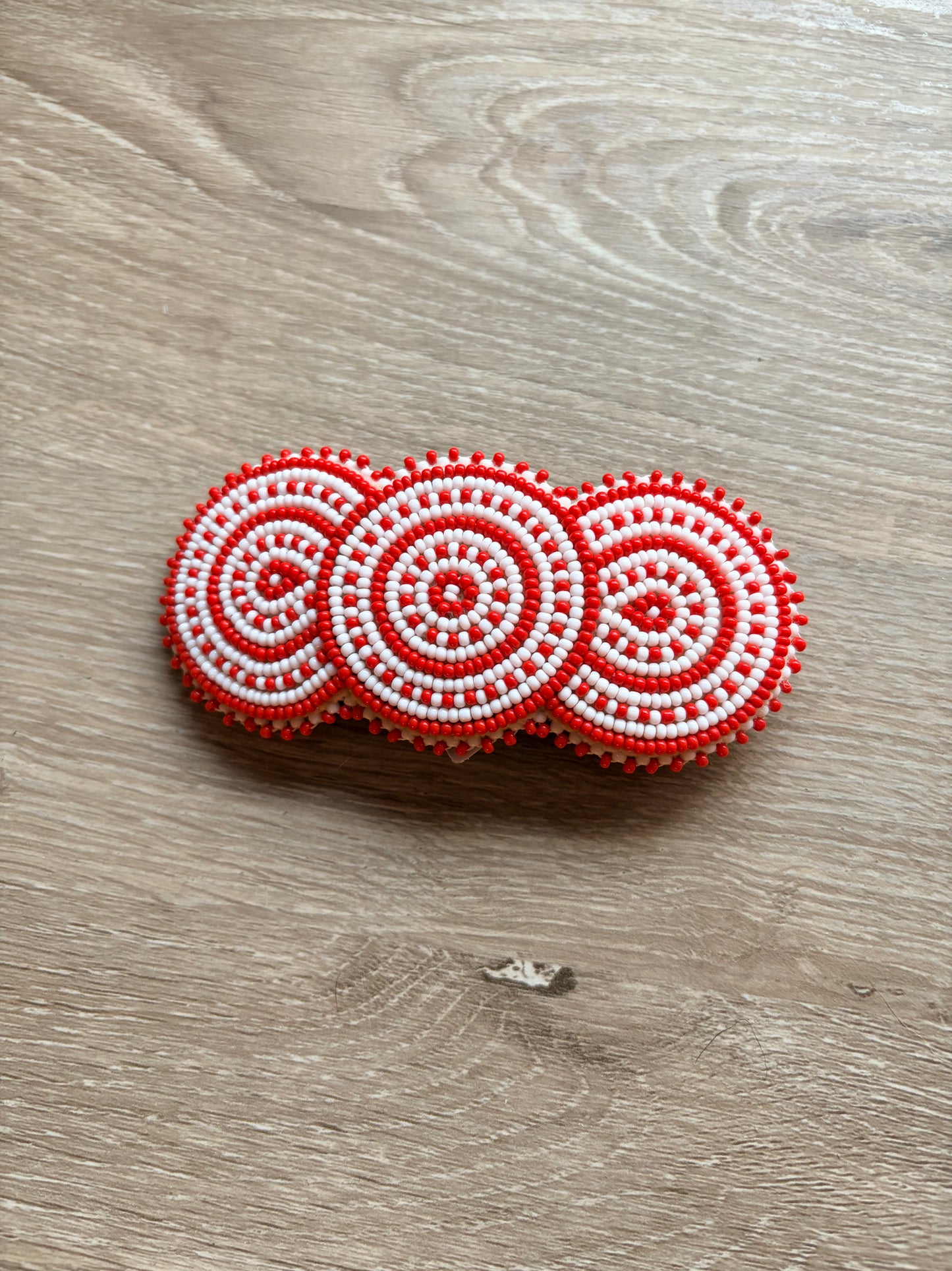 Orange and White Beaded Hair Clip