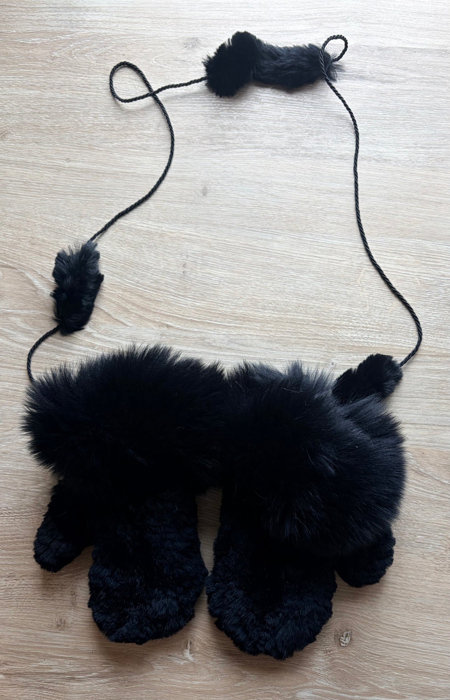 Fox Trimmed Rabbit Mitts