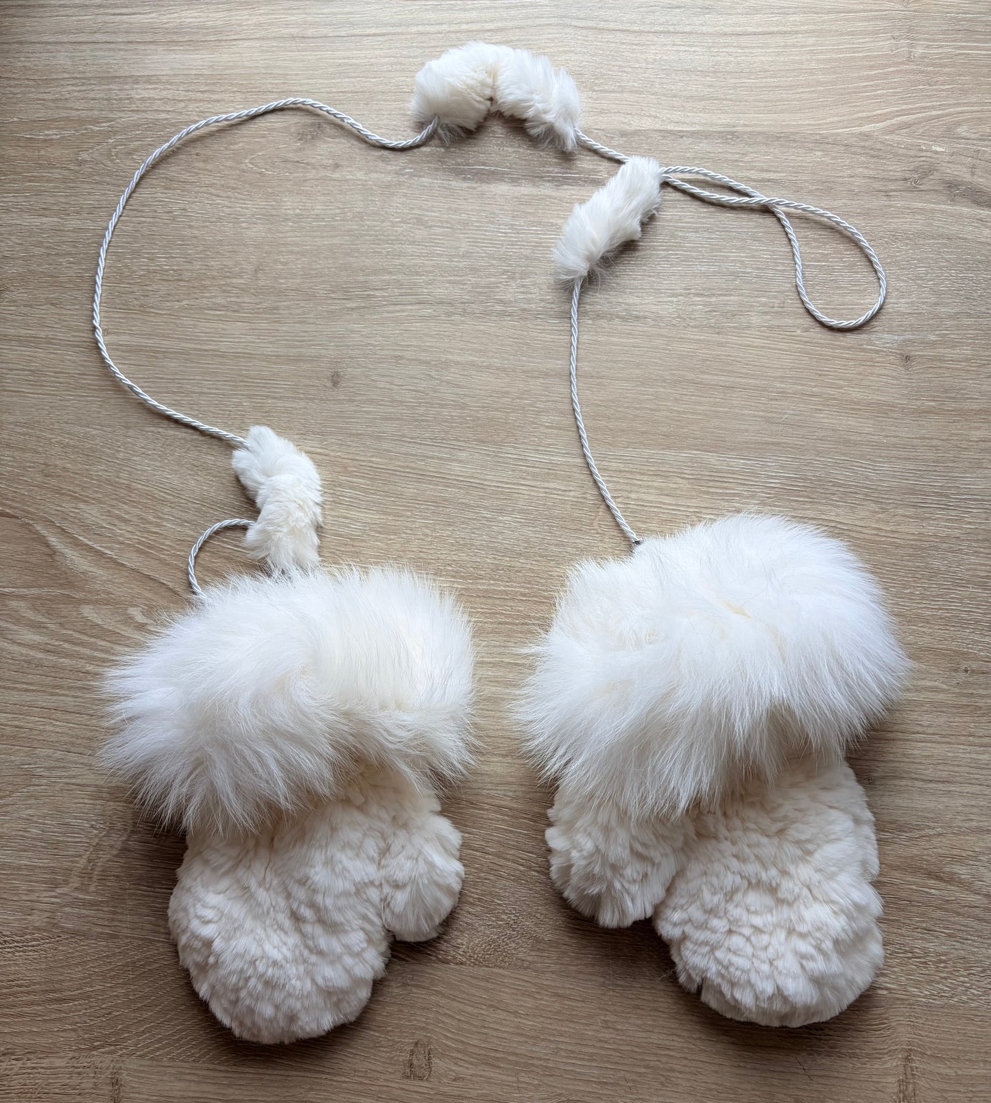Fox Trimmed Rabbit Mitts
