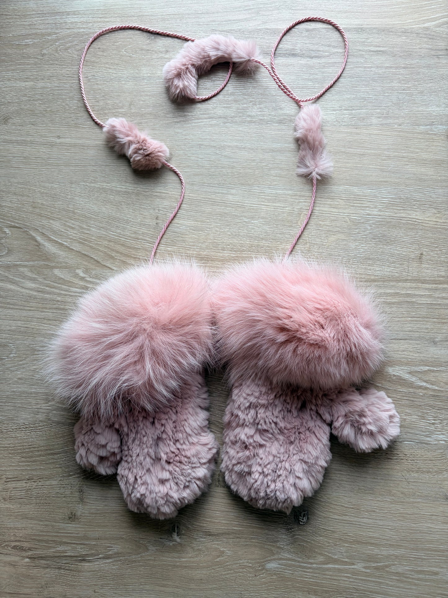 Fox Trimmed Rabbit Mitts