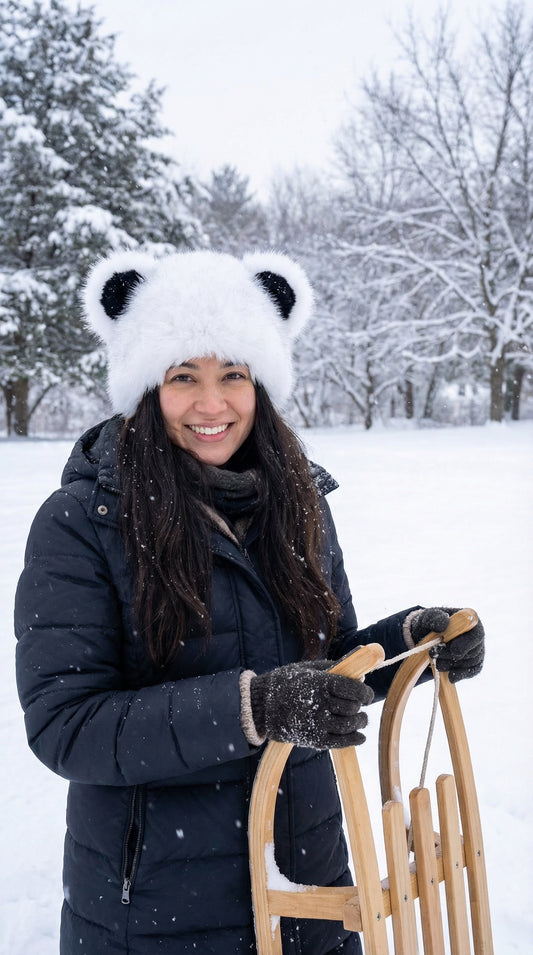 Adult Blue Fox Beanie Bear Hat