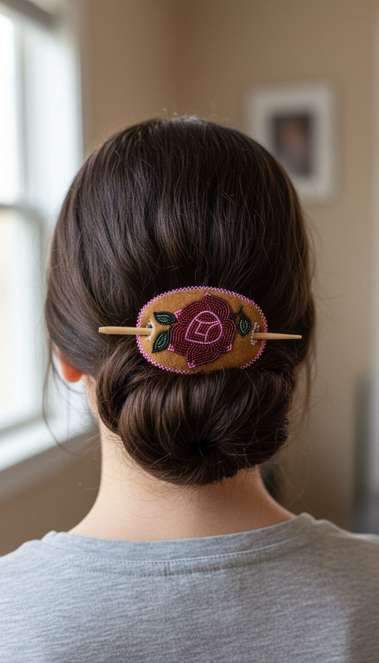 Beaded Rose Hair Slide