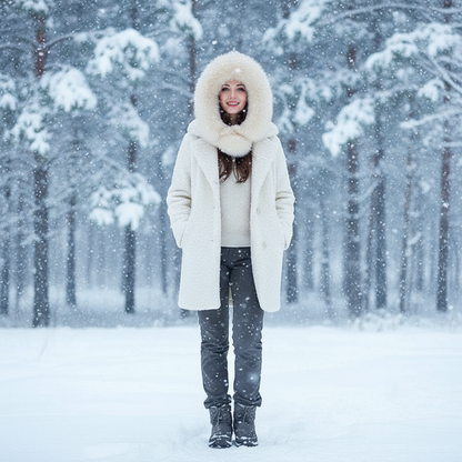 Rabbit Hood With Fox Trim Scarf