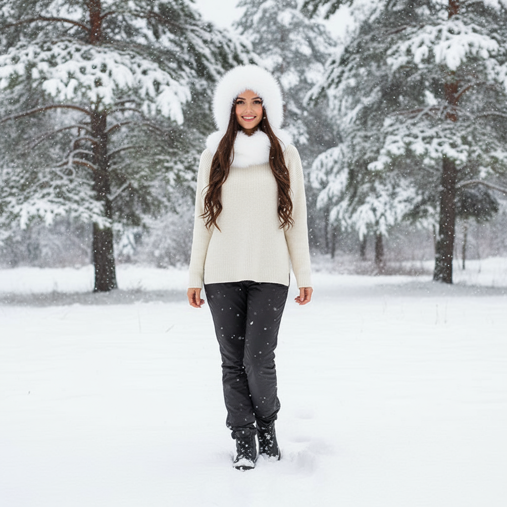 Rabbit Hood With Fox Trim Scarf