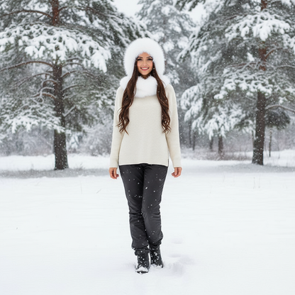 Rabbit Hood With Fox Trim Scarf