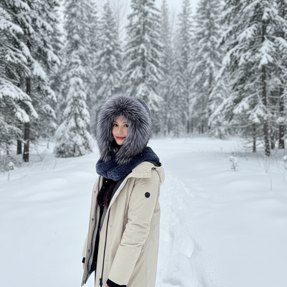 Rabbit Hood With Fox Trim Scarf