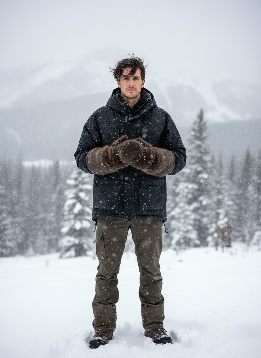 Beaver Long Gauntlet Mitts