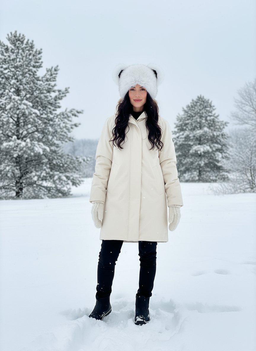 Adult Blue Fox Beanie Bear Hat