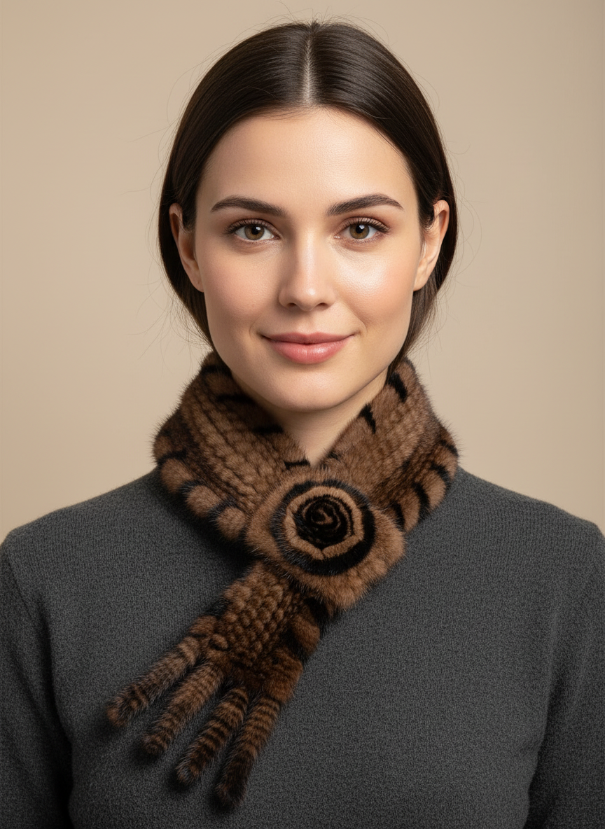 Mini Mink Rosette Scarf