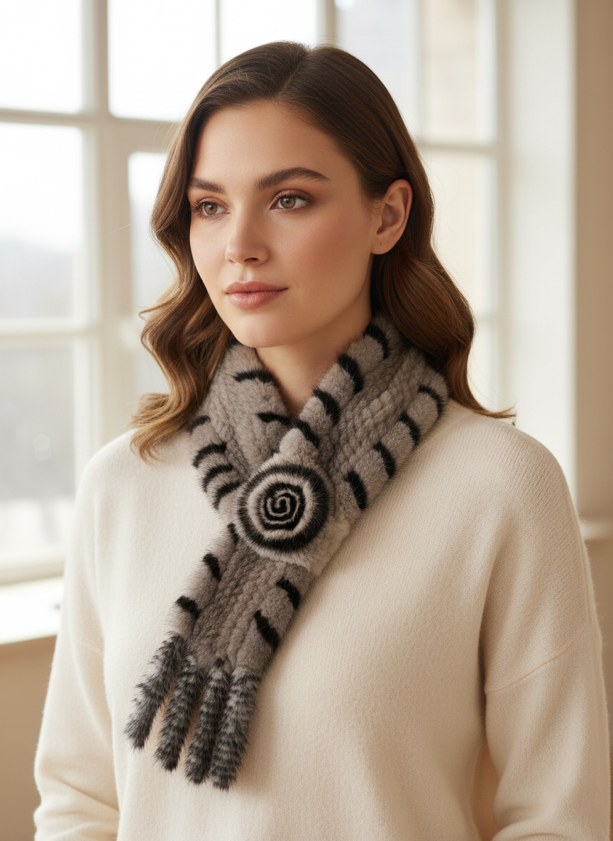 Mini Mink Rosette Scarf