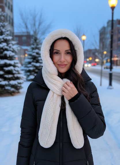 Rabbit Hood With Fox Trim Scarf