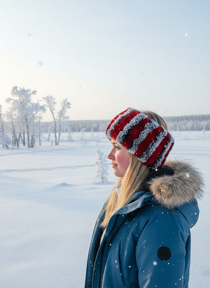 Grey/Red Stripe Rabbit Headband