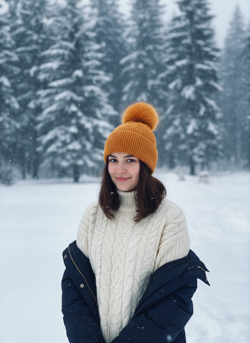 Angora Knit Toque with Fox Pom