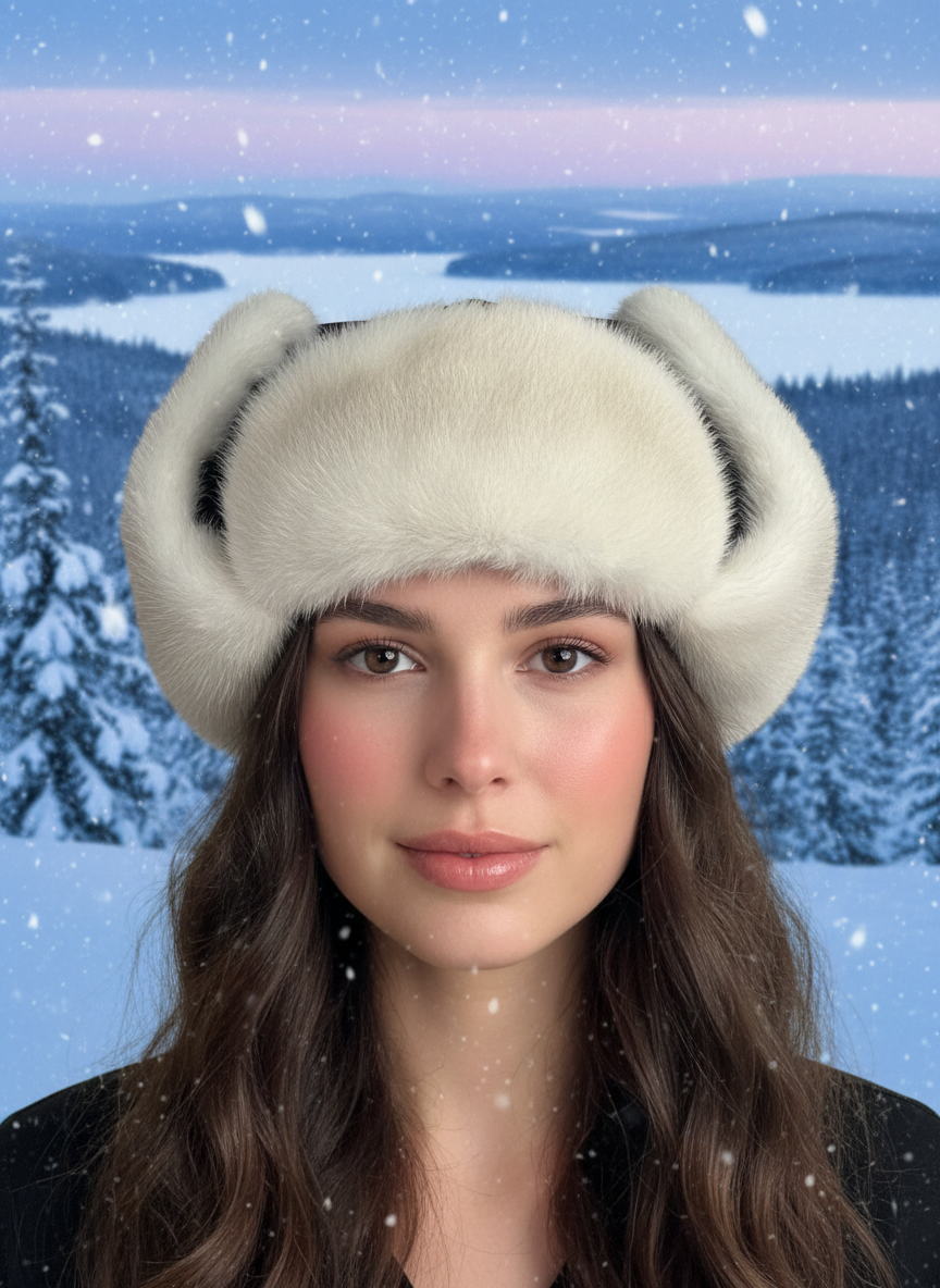 Leather Mink Trapper Hat