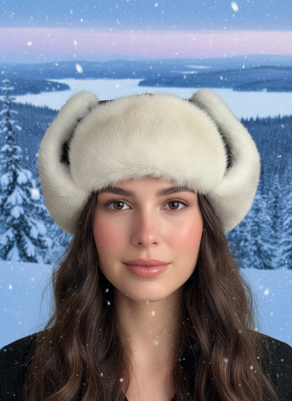 Leather Mink Trapper Hat