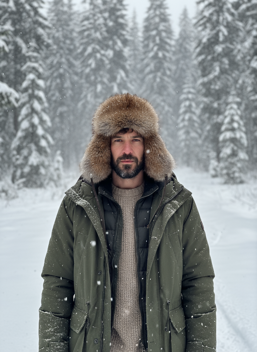 Grey Fox Leather Trapper Hat