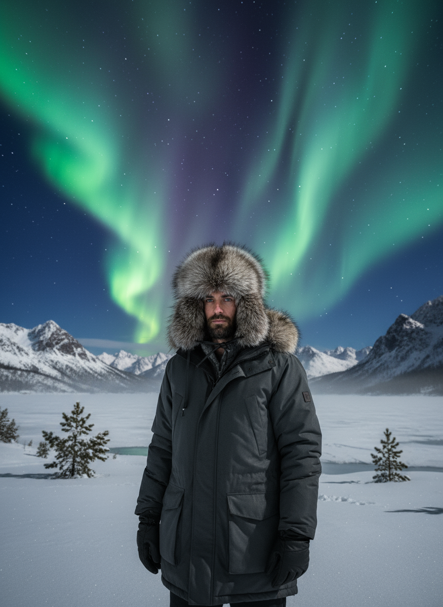 Silver Fox Leather Trapper Hat