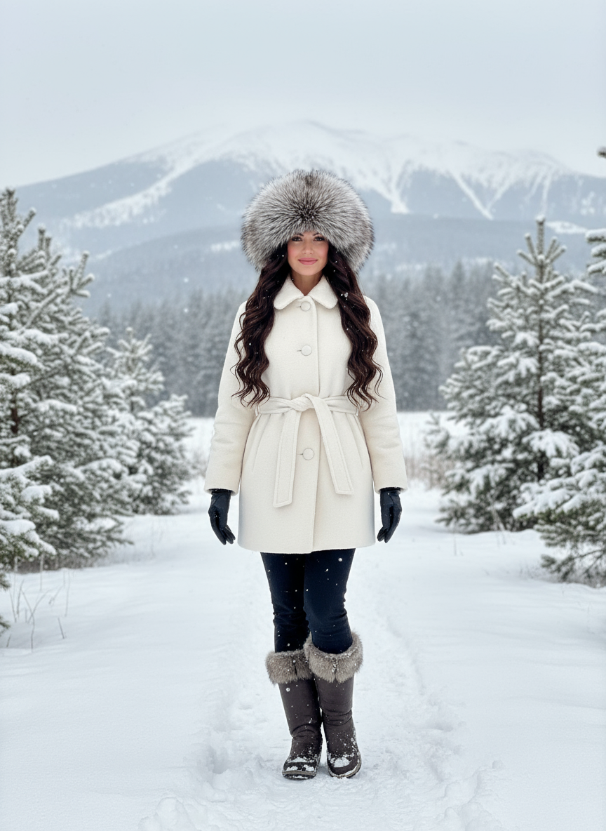 Silver Fox Leather Trapper Hat