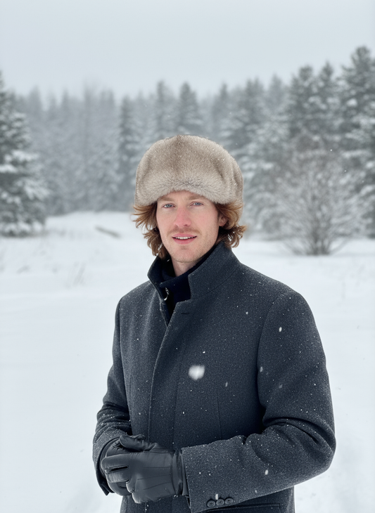 Mink Fur Leather Trapper Hat