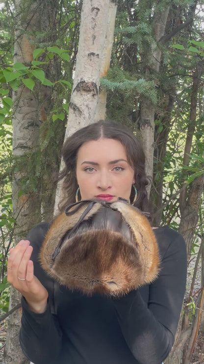 Leather Muskrat Trapper Hat