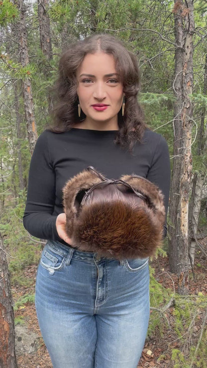 Leather Beaver Trapper Hat